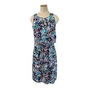 Cooper & Ella sleeveless faux wrap dress white green floral M NWT